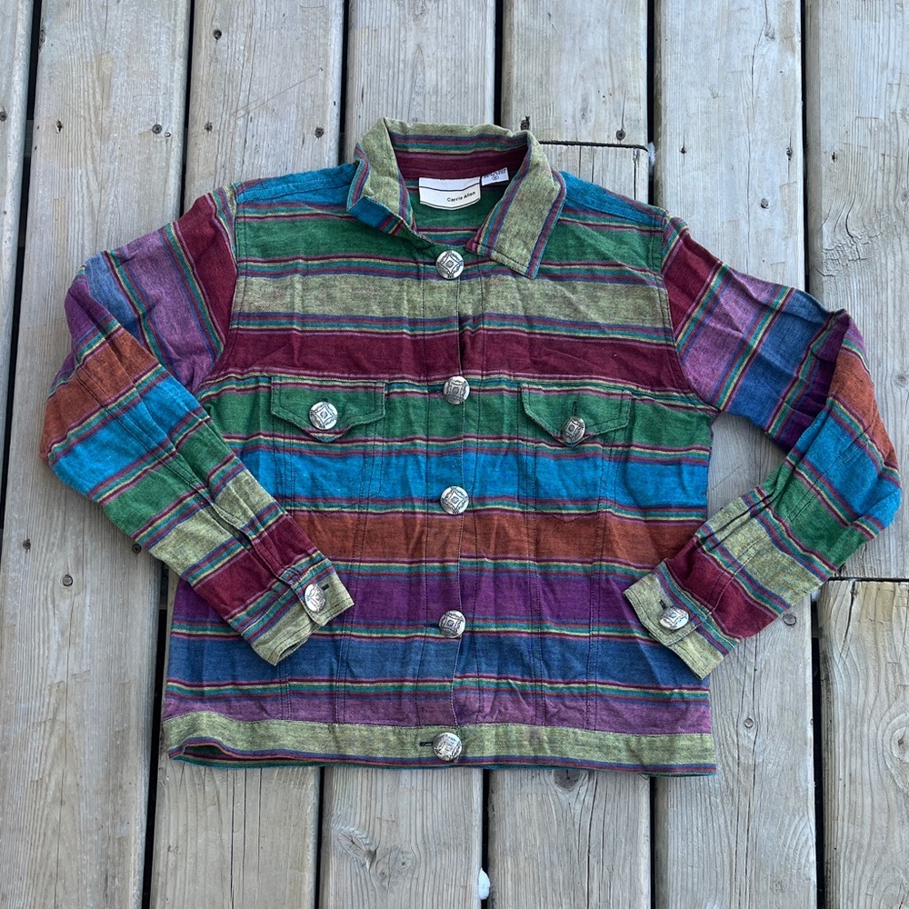 Carrie Allen Striped Button-Front Jacket Medium